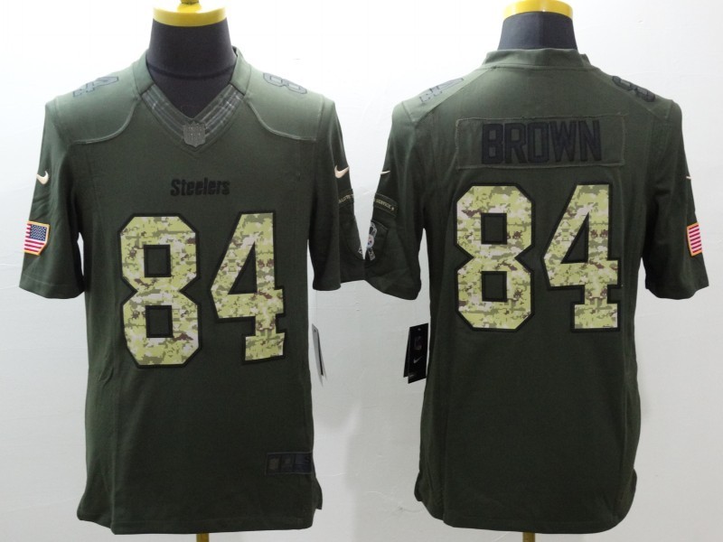 Men's Pittsburgh Steelers Antonio Brown #84 Army Green Jersey